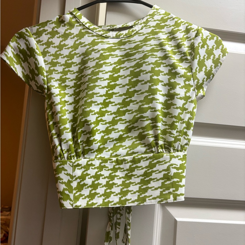 Urban Outfitters Green Tie Front Crop Top